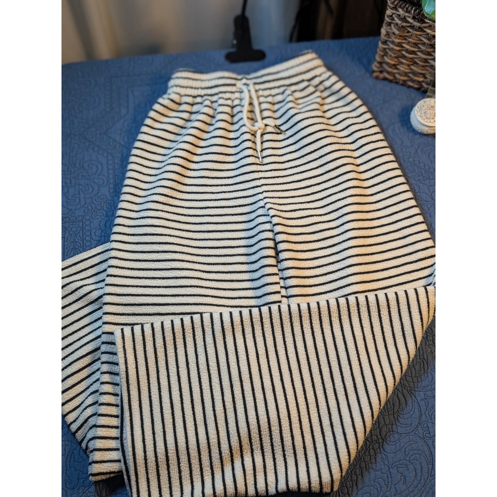 Minimalist Striped Knit Pants Wide Leg Heavyweight Textured Loungewear S